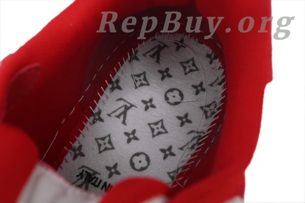 Louis Vuitton LV Trainer Sneaker Rose Red, high quality replica LV Trainer, best copy LV sneakers, 1:1 replica Louis Vuitton shoes, luxury replica sneakers, premium LV Trainer dupes, designer inspired sneakers, Rose Red LV Trainer copy