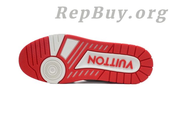 Louis Vuitton LV Trainer Sneaker Rose Red, high quality replica LV Trainer, best copy LV sneakers, 1:1 replica Louis Vuitton shoes, luxury replica sneakers, premium LV Trainer dupes, designer inspired sneakers, Rose Red LV Trainer copy