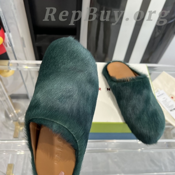 Marni Green LONG-HAIR CALFSKIN FUSSBETT SABOT Slide Green PB SBMS004601P4122 - 图片 6