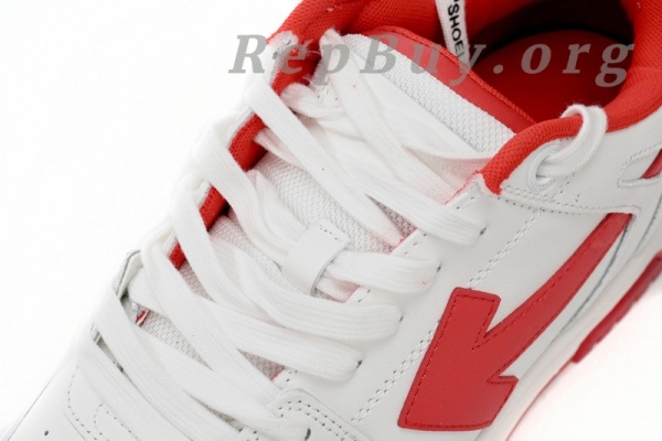 Top Version OFF-WHITE Out Of Office "OOO" Low Tops White Red OMIA189S22LEA0010125 - Image 7