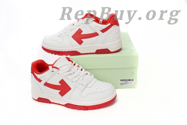 Top Version OFF-WHITE Out Of Office "OOO" Low Tops White Red OMIA189S22LEA0010125 - Image 13