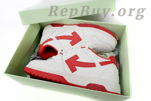 Top Version OFF-WHITE Out Of Office "OOO" Low Tops White Red OMIA189S22LEA0010125 - Image 15