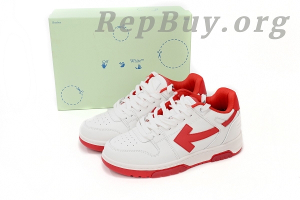 Top Version OFF-WHITE Out Of Office "OOO" Low Tops White Red OMIA189S22LEA0010125 - Image 14