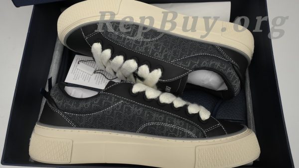 Dior B33 Sneaker Black Smooth Calfskin Oblique Jacquard 3SN272 ZIR1 6536 - Image 12