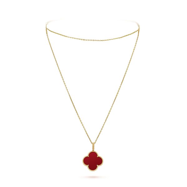 18K Magic Alhambra One Motifs Carnelian Clover Necklace