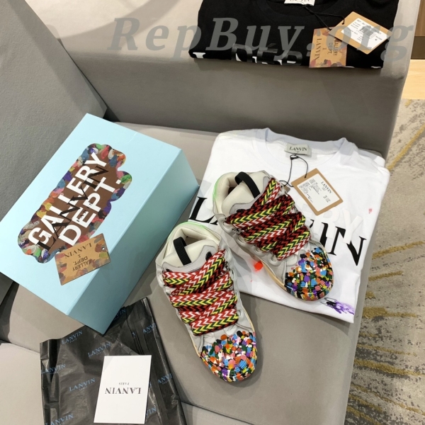 Gallery Dept x Lanvin Curb Sneakers, high quality replica sneakers, Gallery Dept replica shoes, Lanvin printed sneakers, white curb sneakers, best replica Gallery Dept, premium copy sneakers, designer sneaker dupes, FM-SKRK11-DRGD-E21