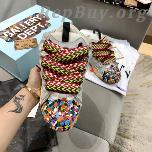 Gallery Dept x Lanvin Curb Sneakers, high quality replica sneakers, Gallery Dept replica shoes, Lanvin printed sneakers, white curb sneakers, best replica Gallery Dept, premium copy sneakers, designer sneaker dupes, FM-SKRK11-DRGD-E21