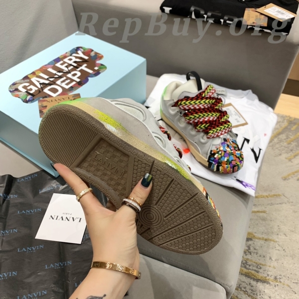 Gallery Dept x Lanvin Curb Sneakers, high quality replica sneakers, Gallery Dept replica shoes, Lanvin printed sneakers, white curb sneakers, best replica Gallery Dept, premium copy sneakers, designer sneaker dupes, FM-SKRK11-DRGD-E21