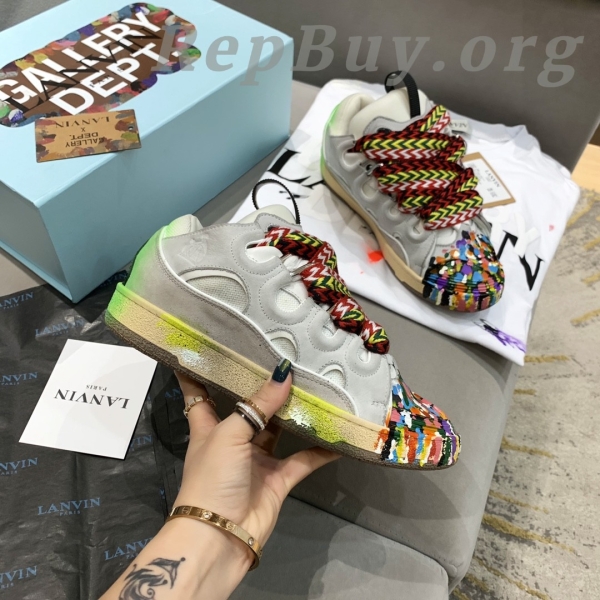 Gallery Dept x Lanvin Curb Sneakers, high quality replica sneakers, Gallery Dept replica shoes, Lanvin printed sneakers, white curb sneakers, best replica Gallery Dept, premium copy sneakers, designer sneaker dupes, FM-SKRK11-DRGD-E21