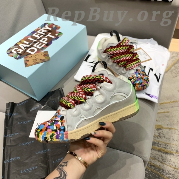 Gallery Dept x Lanvin Curb Sneakers, high quality replica sneakers, Gallery Dept replica shoes, Lanvin printed sneakers, white curb sneakers, best replica Gallery Dept, premium copy sneakers, designer sneaker dupes, FM-SKRK11-DRGD-E21