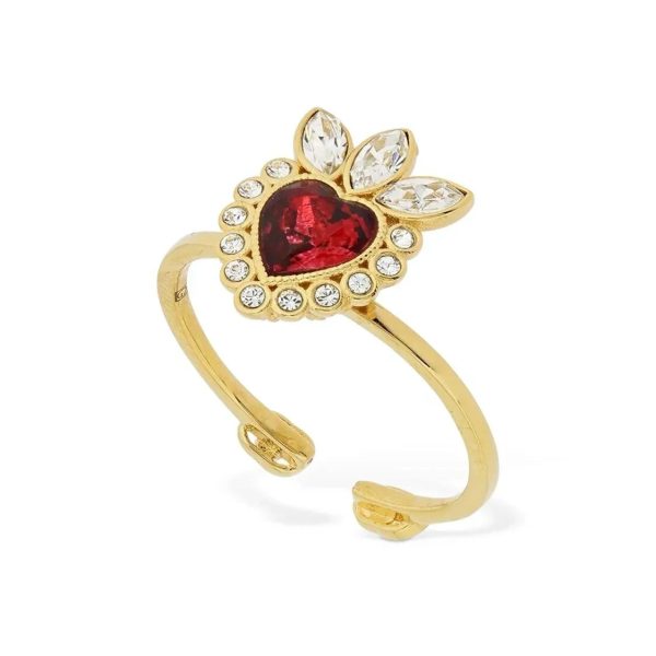 18K Double G Crystal Heart Ring - 图片 3