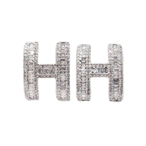 18K Pop H Diamonds Earrings