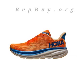 Hoka One One Clifton 9 2E Wide Vibrant Orange Impala replica, high quality replica Hoka shoes, best copy Clifton 9 2E, premium replica running shoes, Hoka One One dupes, top-tier imitation Hoka sneakers, 1132210-VOIM fake shoes, affordable Hoka Clifton 9 knockoff