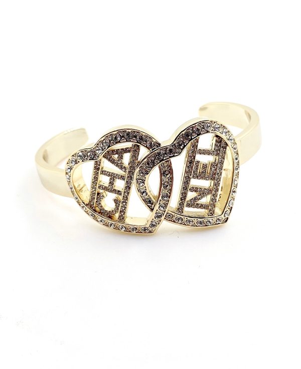 18K CC Crystals Heart Cuff Bracelet - Image 2