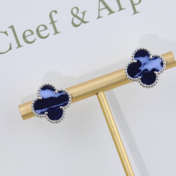 18K Vintage Alhambra Blue Earrings - 图片 3