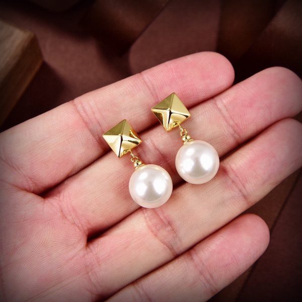 18K Vlogo Pearl Earrings - 图片 2