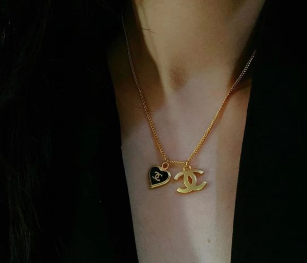 18K CC Black Heart Necklace - Image 2