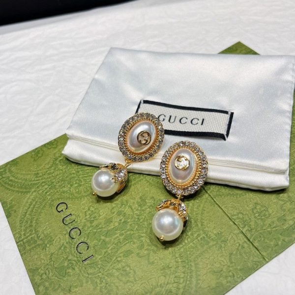 18K Double G Flower Pearl Earrings - 图片 7