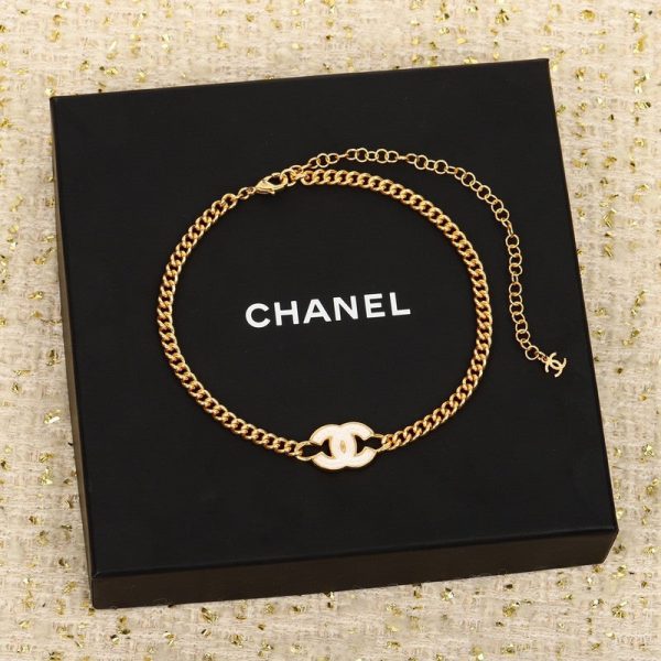 18K CC White Logo Choker Necklace - 图片 2