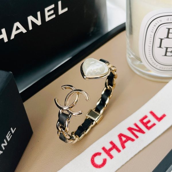 18K CC Heart Black Cuff Bracelet - 图片 4