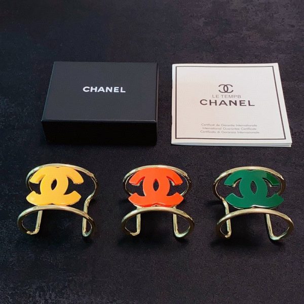 18K CC Color Logo Open Cuff Bracelet - Image 5