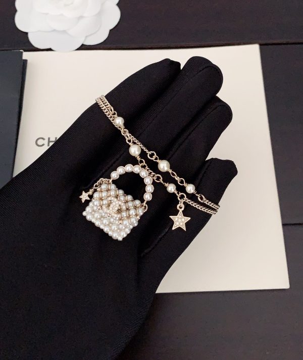 18K CC Bag Pendant Pearl Bracelet - 图片 2