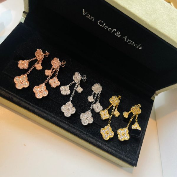 18K Magic Alhambra Four Diamonds Motifs Clover Earrings - 图片 6