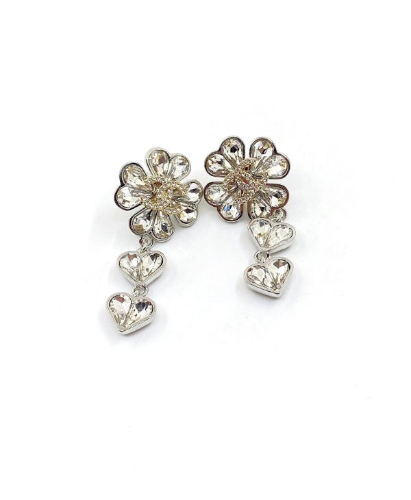 18K CC Crystal Flower Earrings - 图片 4