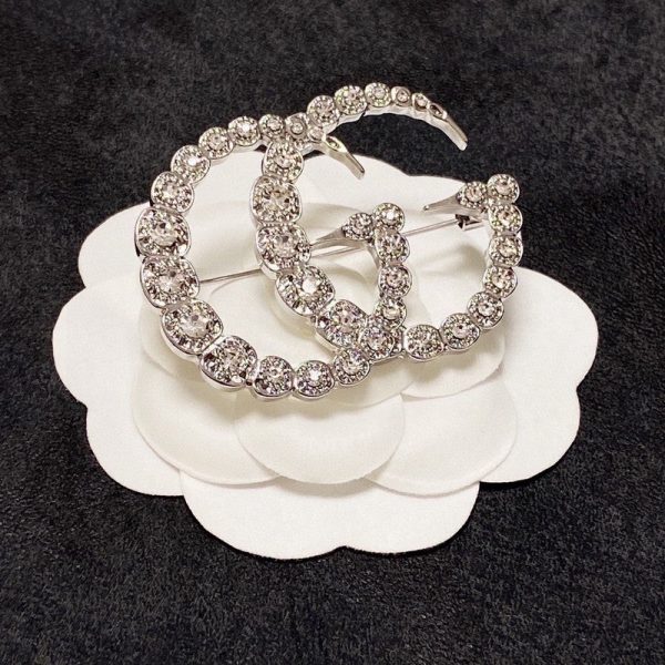 18K Double G Crystal Brooch - Image 2