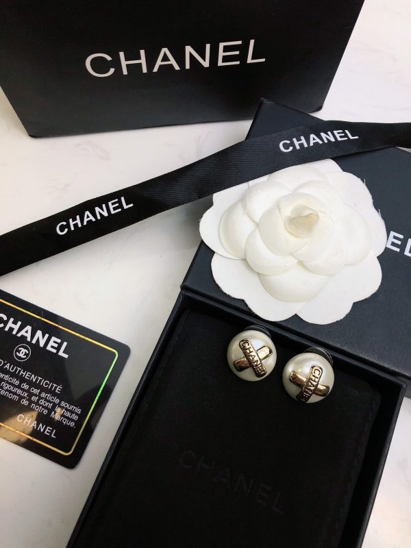 18K CC Pearl Earrings - 图片 2