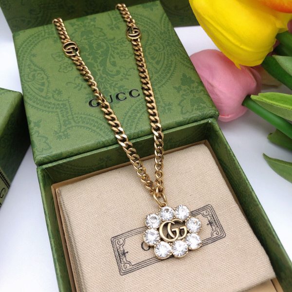 18K Double G Flower Crystals Necklace