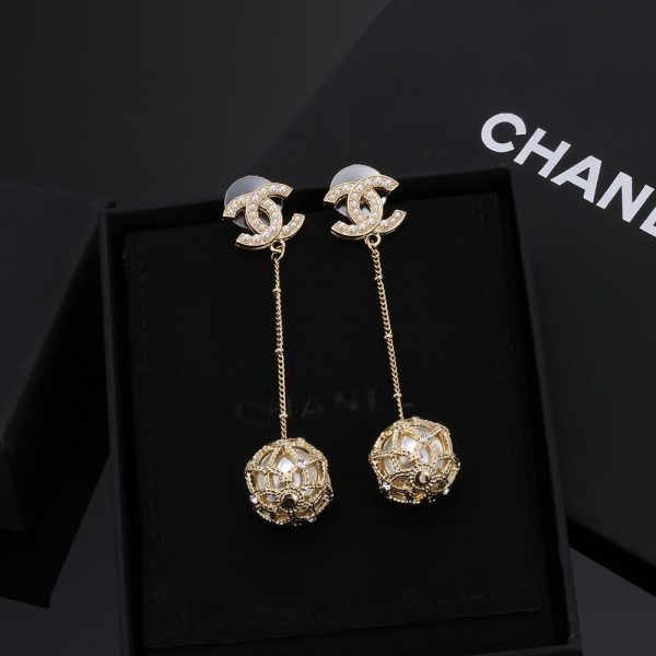 18K CC Pearl Long Earrings - 图片 2