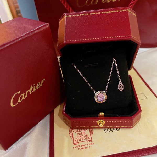 18K Trinity Pink Sapphire Necklace - 图片 9