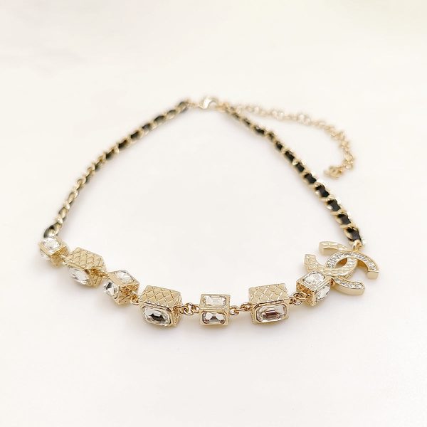 18K CC Square Crystal Choker Necklace