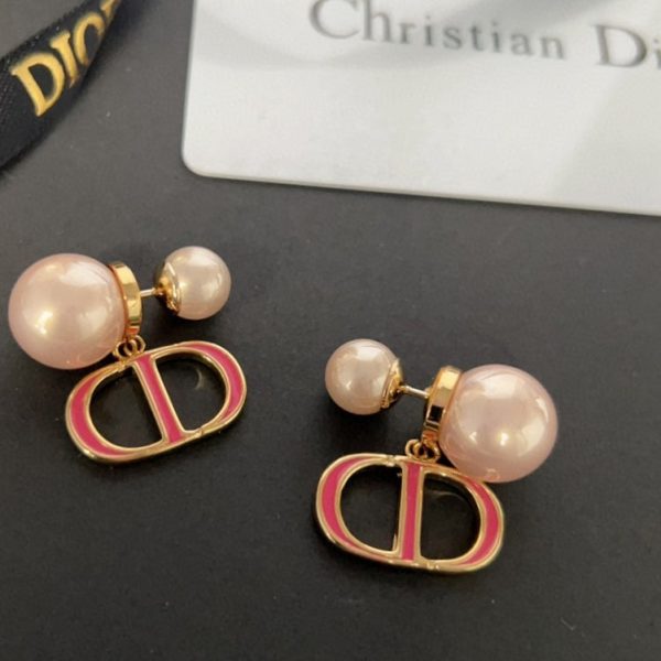 18K CD 30 Montaigne Rani Pink Pearls Earrings - 图片 3
