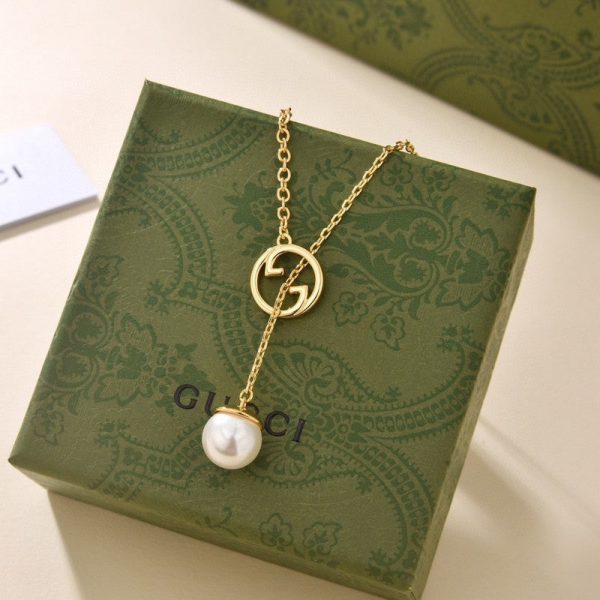 18K Double G Blondie Pearl Drop Necklace - 图片 6