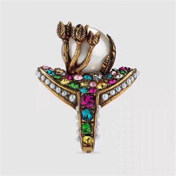 18K Double G Multistone Pearl Ring - Image 3