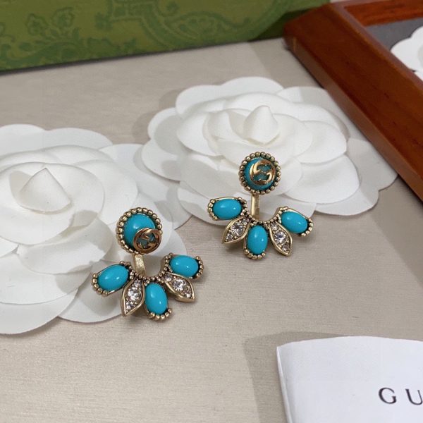 18K Double G Blue Flowers Earrings - 图片 8