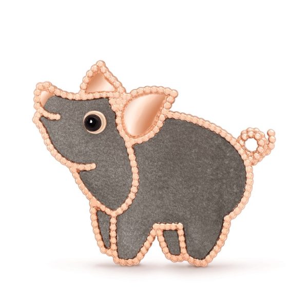 18K Lucky Animals Pig Clip Brooch