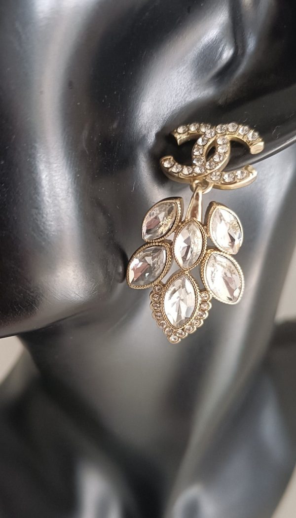 18K CC Crystals Pendant Earrings - 图片 2