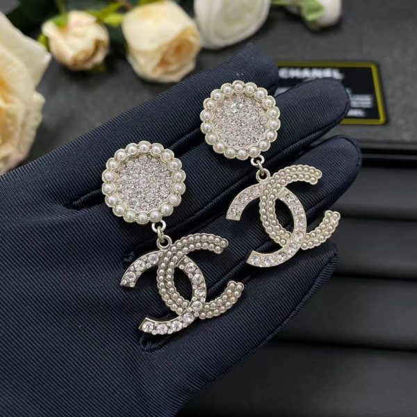 18K CC Diamond Drop Earrings - 图片 2