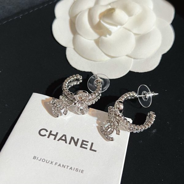 18K CC Diamond Pendant Earrings - 图片 2