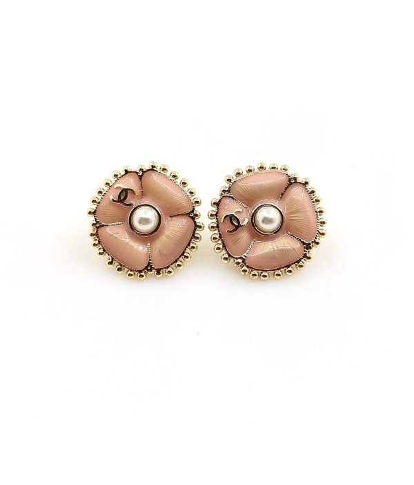 18K CC Pink Pearl Earrings - 图片 5