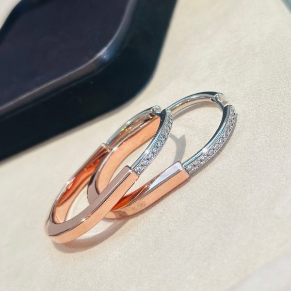 18K T Lock Diamond Earrings - 图片 8