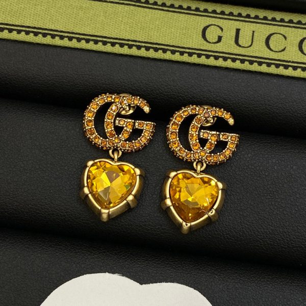 18K Double G Yellow Crystal Earrings