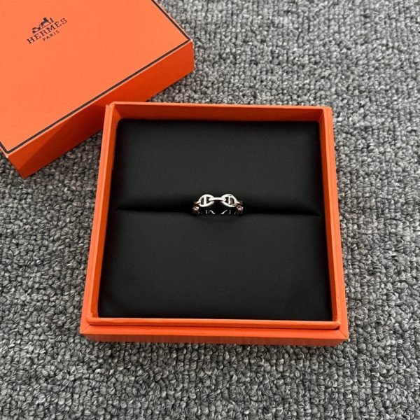 18K Chaine D'Ancre Enchainee H Ring - 图片 5