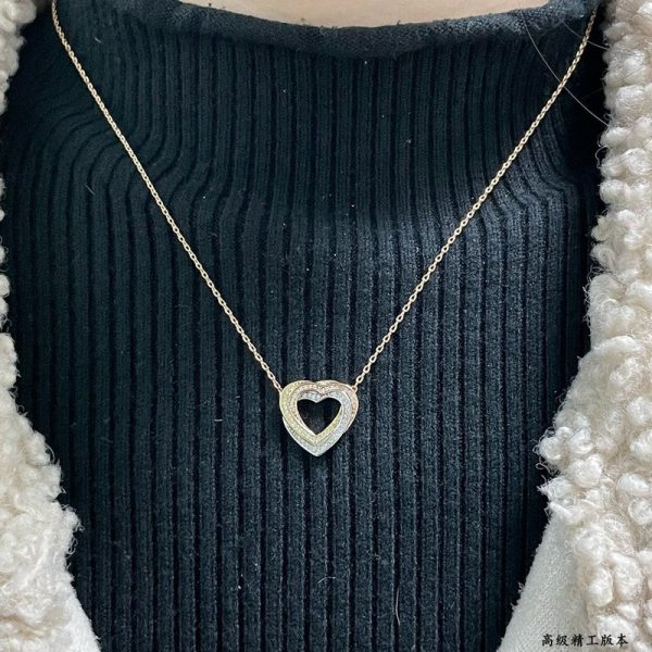 18K Trinity Heart Full Diamond Necklace - 图片 2