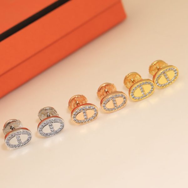 18K Mini Farandole Diamond H Earrings - 图片 5