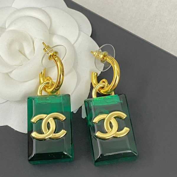 18K CC Green Perfume Bottle Earrings - 图片 4