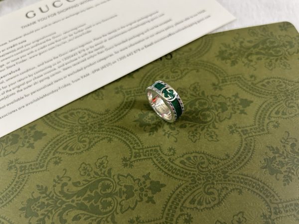 Double G Interlocking G Turquoise Enamel Ring - Image 11